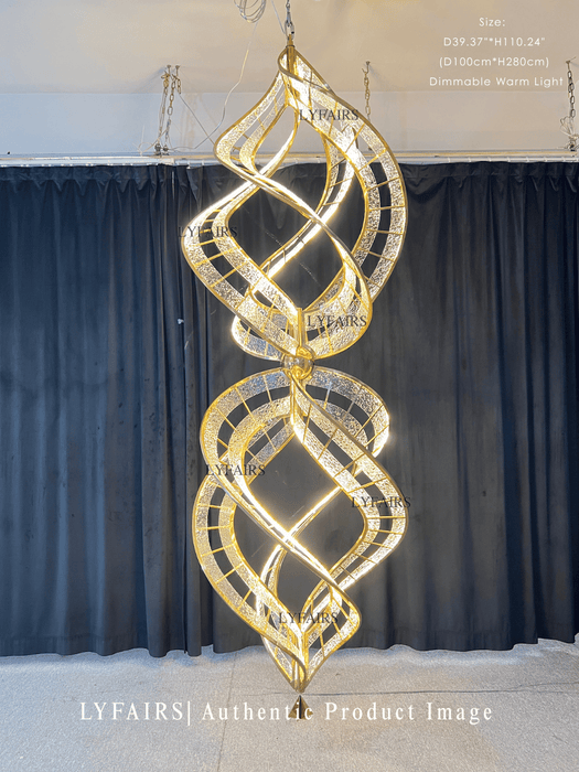 Modern Artistic Double Spiral Acrylic Chandelier for High Ceilings/Staircase/Foyer