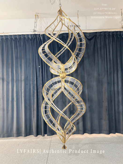 Modern Artistic Double Spiral Acrylic Chandelier for High Ceilings/Staircase/Foyer
