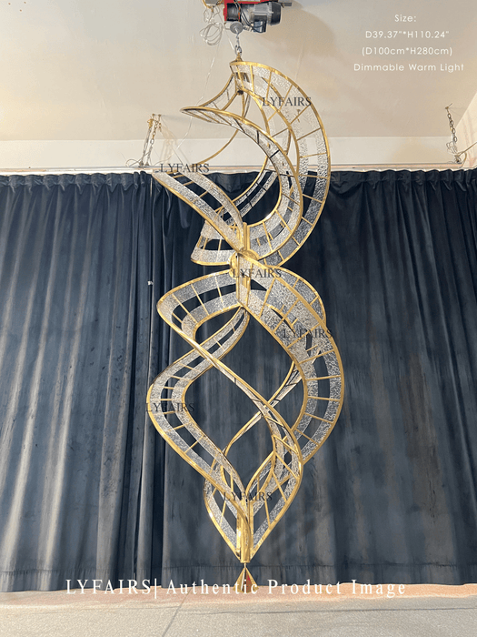 Modern Artistic Double Spiral Acrylic Chandelier for High Ceilings/Staircase/Foyer