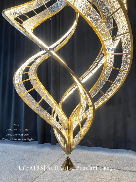 Modern Artistic Double Spiral Acrylic Chandelier for High Ceilings/Staircase/Foyer