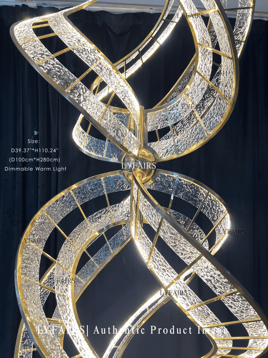 Modern Artistic Double Spiral Acrylic Chandelier for High Ceilings/Staircase/Foyer