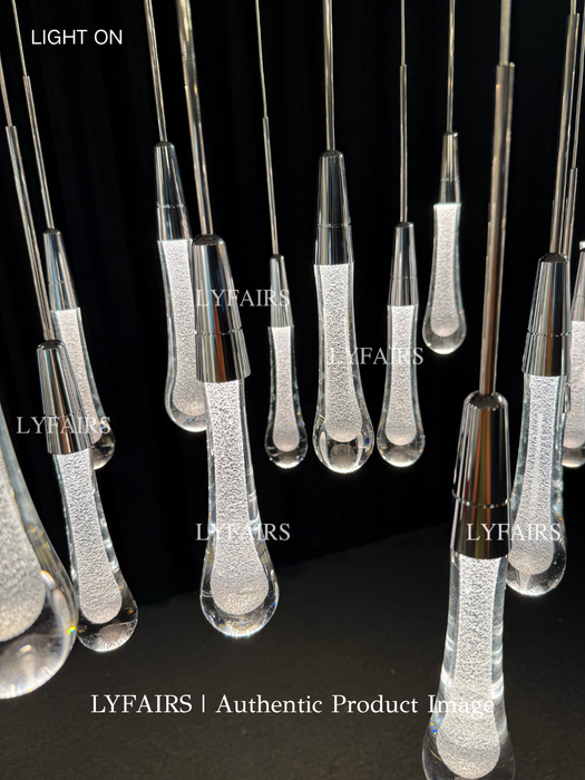 Modern Cascade Raindrop Linear Crystal Chandelier for Dining Room/Kitchen Island