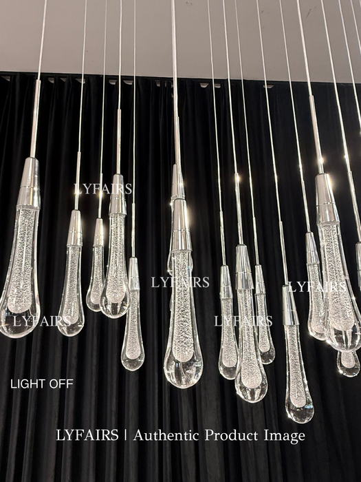 Modern Cascade Raindrop Linear Crystal Chandelier for Dining Room/Kitchen Island