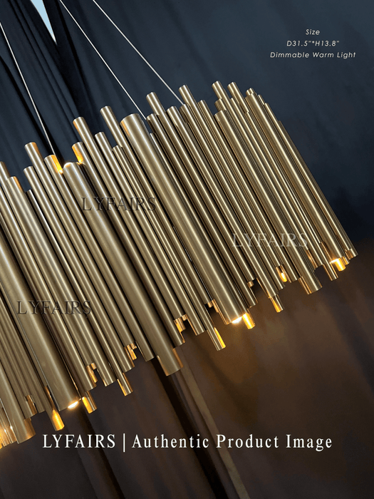 Lampadario a sospensione a tubo dorato moderno classico rotondo alla moda per soggiorno/sala da pranzo