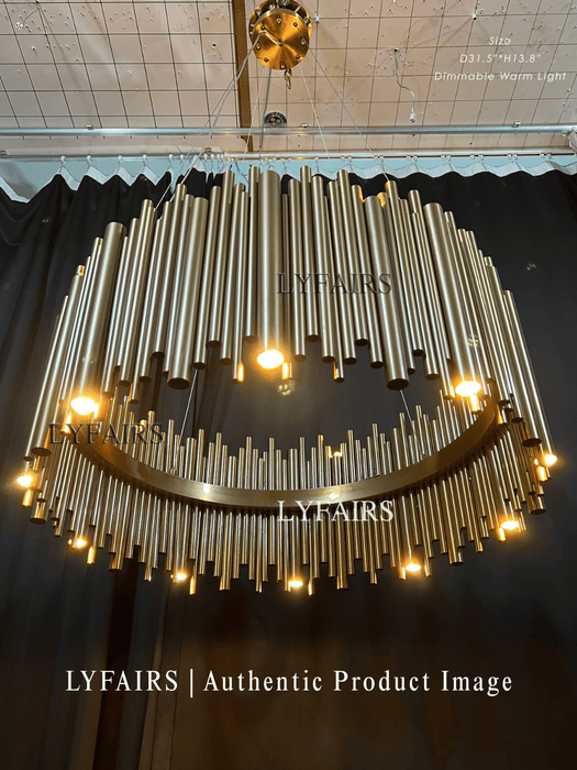 Lampadario a sospensione a tubo dorato moderno classico rotondo alla moda per soggiorno/sala da pranzo
