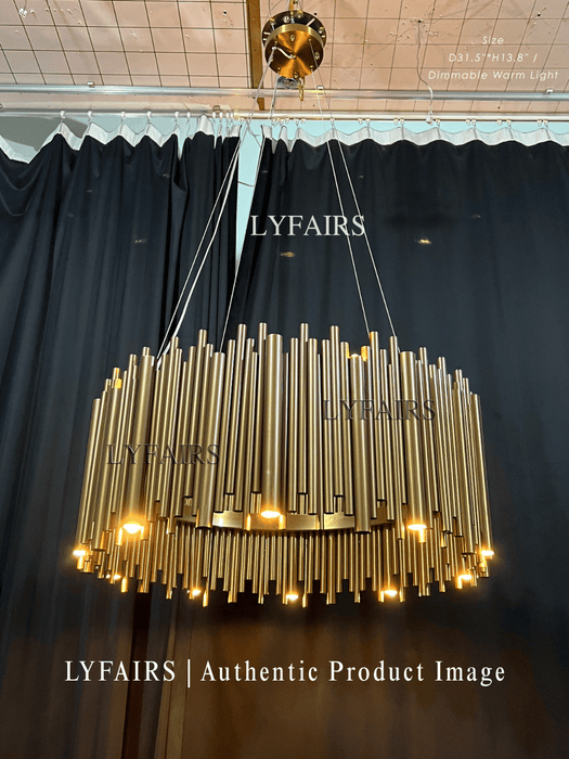 Lampadario a sospensione a tubo dorato moderno classico rotondo alla moda per soggiorno/sala da pranzo