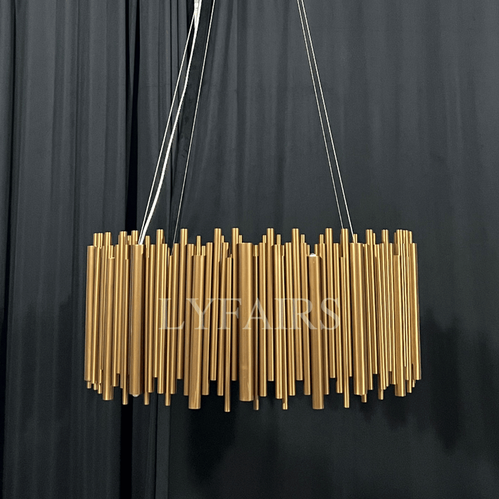 Lampadario a sospensione a tubo dorato moderno classico rotondo alla moda per soggiorno/sala da pranzo