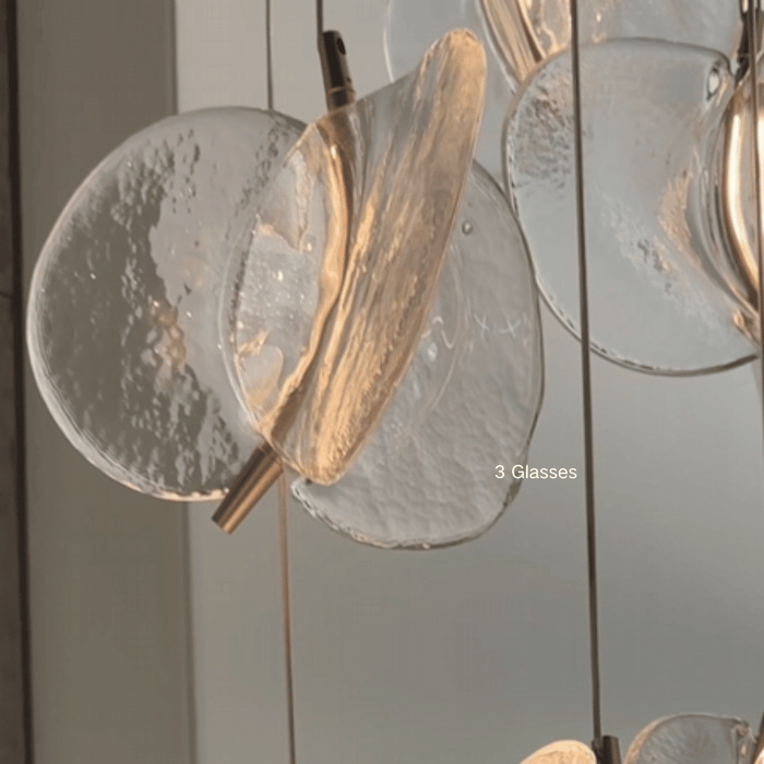 Modern Floating Chips Glass Chandelier for High Ceiling/Dining Room