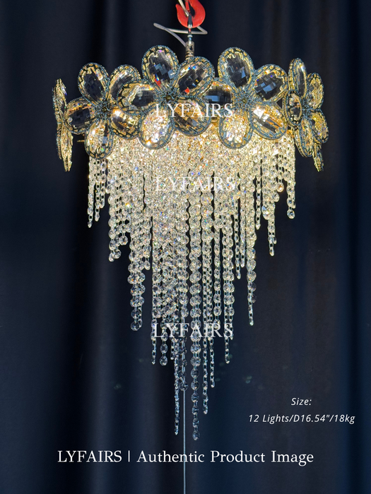 Modern Flower Crystal Tassel Chandelier for Living Room/Dining Room