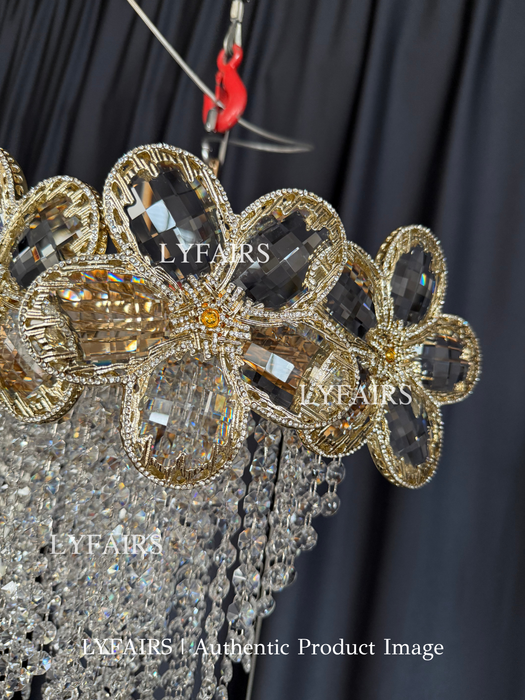 Modern Flower Crystal Tassel Chandelier for Living Room/Dining Room