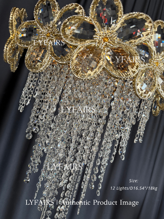 Modern Flower Crystal Tassel Chandelier for Living Room/Dining Room