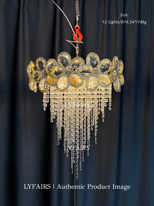 Modern Flower Crystal Tassel Chandelier for Living Room/Dining Room