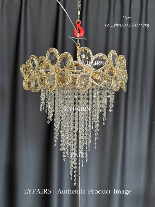 Modern Flower Crystal Tassel Chandelier for Living Room/Dining Room