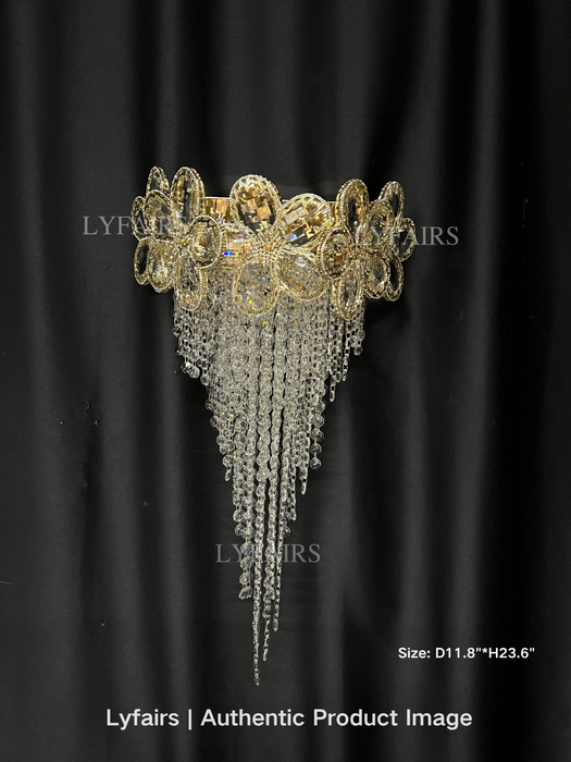 Modern Gold Flower Crystal Tassel Wall Light
