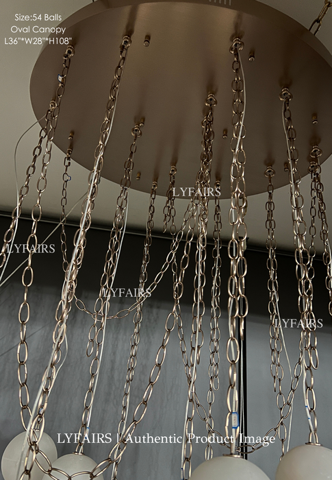 Modern Hanging Spherical Alabaster Chandelier for High Ceilings