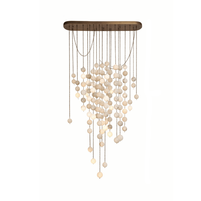 Modern Hanging Spherical Alabaster Chandelier for High Ceilings