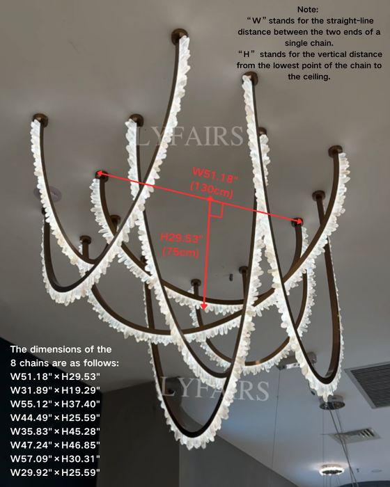 Modern High-End Curved Necklace Natural Crystal Ceiling Chandelier