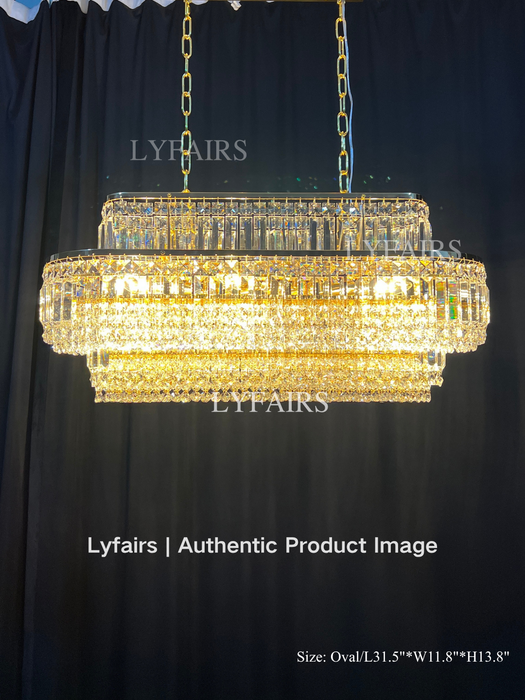 Modern Light Luxury Multi-tier Diamond Crystal Rod Pendant Chandelier for Living/Dining Room