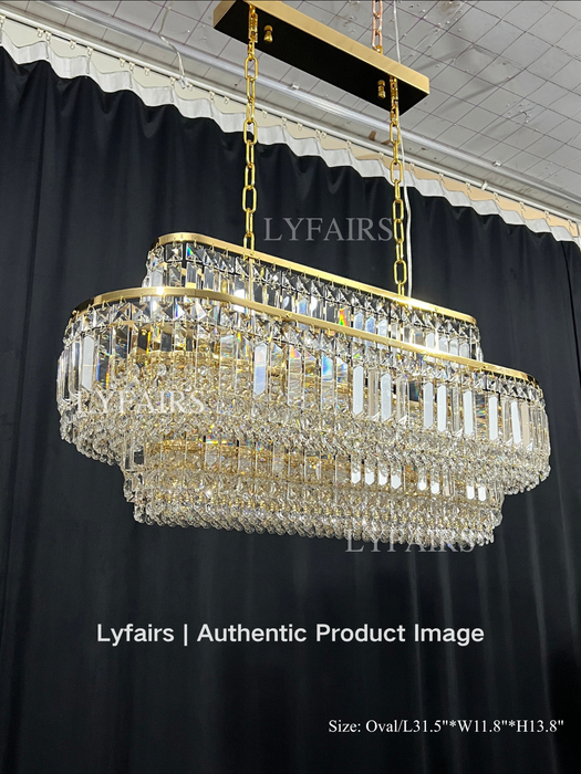 Modern Light Luxury Multi-tier Diamond Crystal Rod Pendant Chandelier for Living/Dining Room