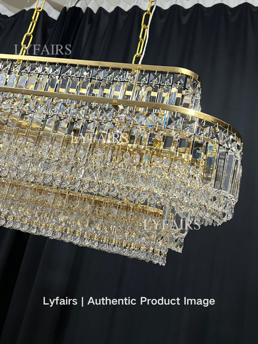 Modern Light Luxury Multi-tier Diamond Crystal Rod Pendant Chandelier for Living/Dining Room