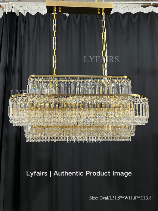 Modern Light Luxury Multi-tier Diamond Crystal Rod Pendant Chandelier for Living/Dining Room