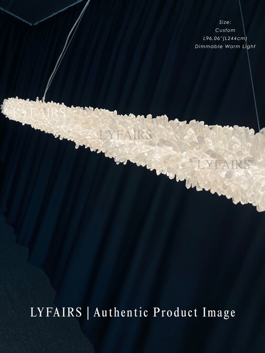 Modern Linear Natural Crystal Stick Chandelier