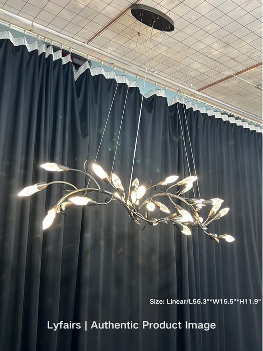 Modern Linear/Round Floral Branches Crystal Chandelier
