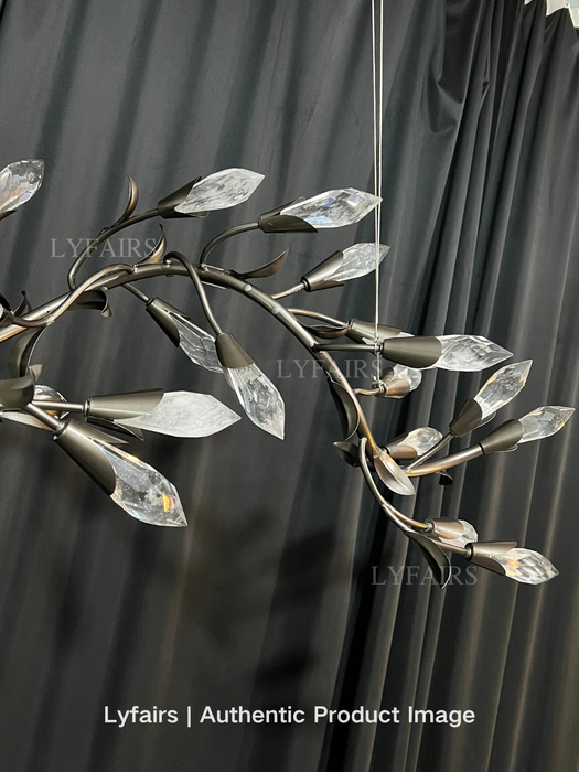 Modern Linear/Round Floral Branches Crystal Chandelier