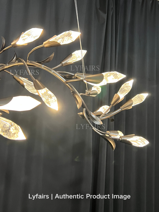 Modern Linear/Round Floral Branches Crystal Chandelier