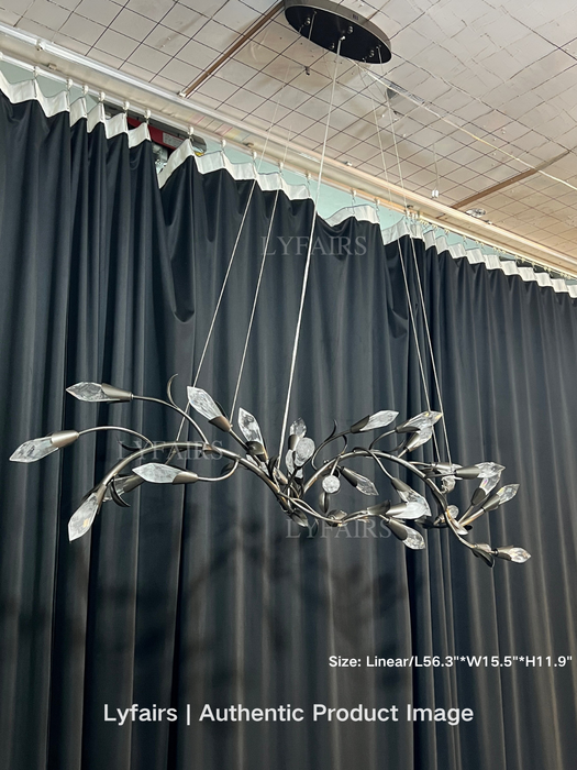 Modern Linear/Round Floral Branches Crystal Chandelier