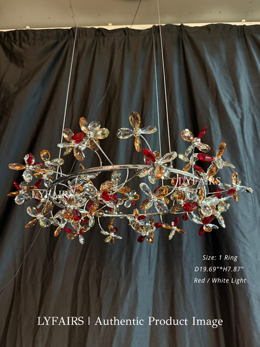 Modern Luxury 1/2/3-Tier Floral Crystal Ring Chandelier for Living Room/Staircase/Foyer
