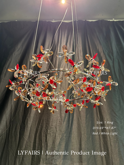 Modern Luxury 1/2/3-Tier Floral Crystal Ring Chandelier for Living Room/Staircase/Foyer