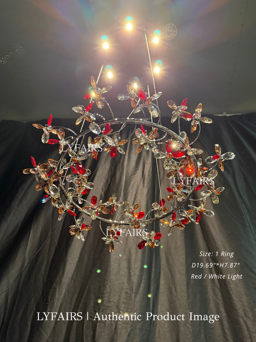 Modern Luxury 1/2/3-Tier Floral Crystal Ring Chandelier for Living Room/Staircase/Foyer