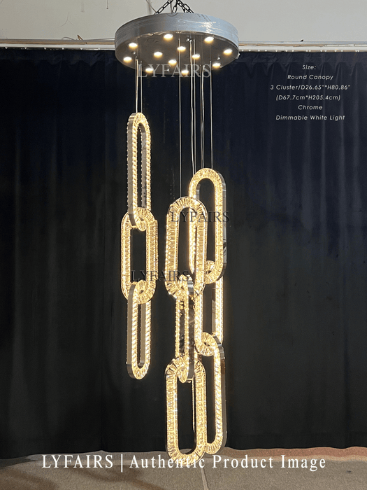 Modern Luxury Crystal Chain Cluster Chandelier for High Ceiling/Dining Room