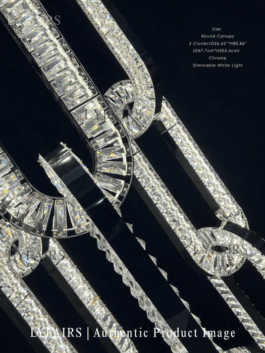 Modern Luxury Crystal Chain Cluster Chandelier for High Ceiling/Dining Room