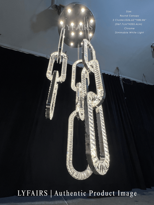 Modern Luxury Crystal Chain Cluster Chandelier for High Ceiling/Dining Room