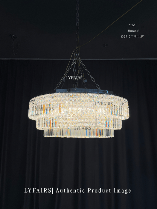 Modern Luxury Extra Large Flush Mount Multi-tier Crystal Chandelier