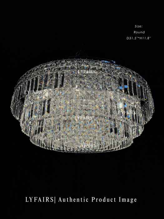 Modern Luxury Extra Large Flush Mount Multi-tier Crystal Chandelier