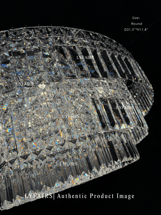 Modern Luxury Extra Large Flush Mount Multi-tier Crystal Chandelier