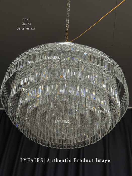 Modern Luxury Extra Large Flush Mount Multi-tier Crystal Chandelier