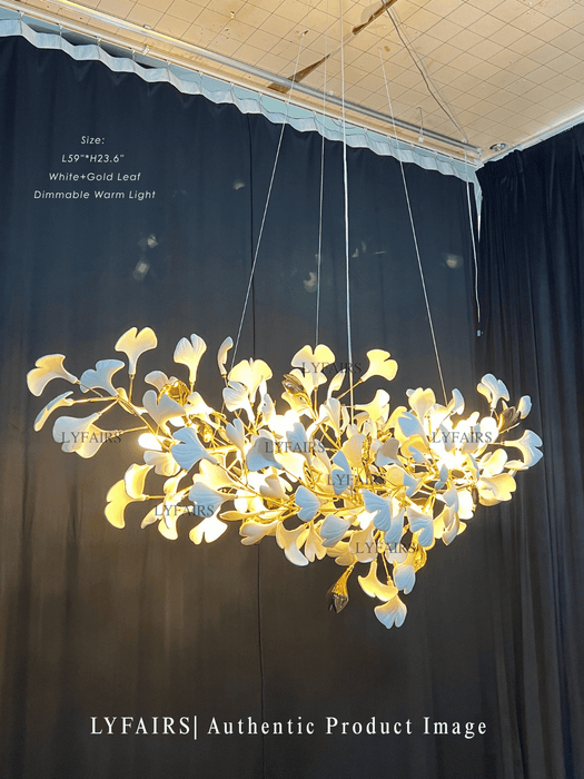 Modern Luxury Linear Ginkgo Ceramic Chandelier for Dining Room/Kitchen Island