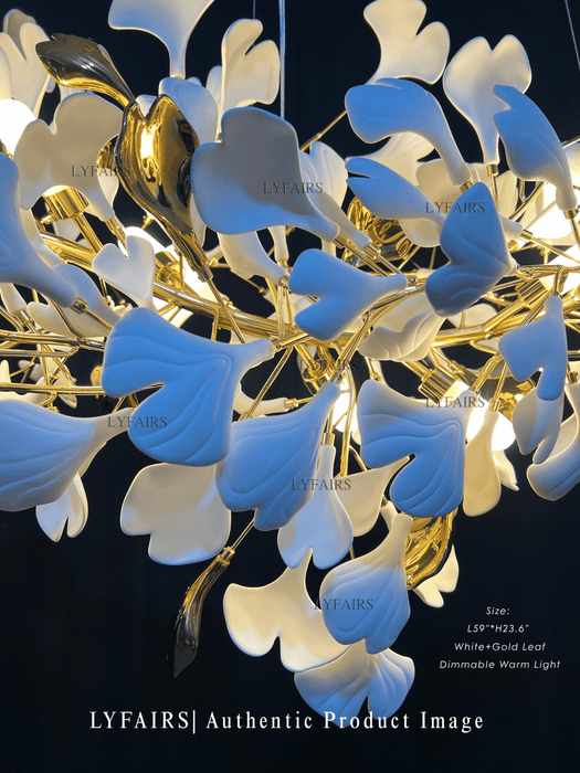 Modern Luxury Linear Ginkgo Ceramic Chandelier for Dining Room/Kitchen Island