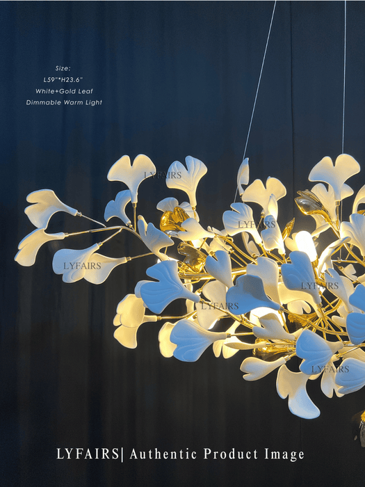 Modern Luxury Linear Ginkgo Ceramic Chandelier for Dining Room/Kitchen Island