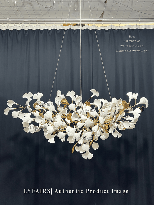 Modern Luxury Linear Ginkgo Ceramic Chandelier for Dining Room/Kitchen Island