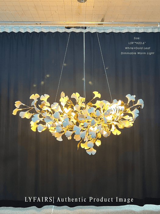 Modern Luxury Linear Ginkgo Ceramic Chandelier for Dining Room/Kitchen Island