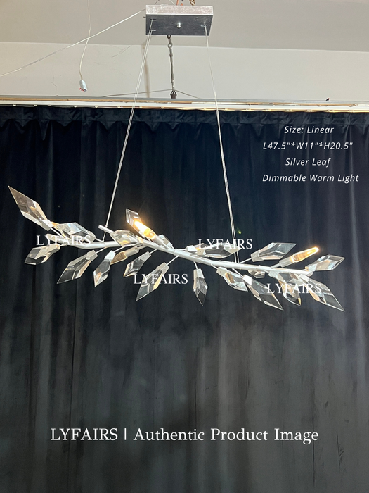 Modern Luxury Linear Handcrafted Diamond-cut  Crystal Chandelier