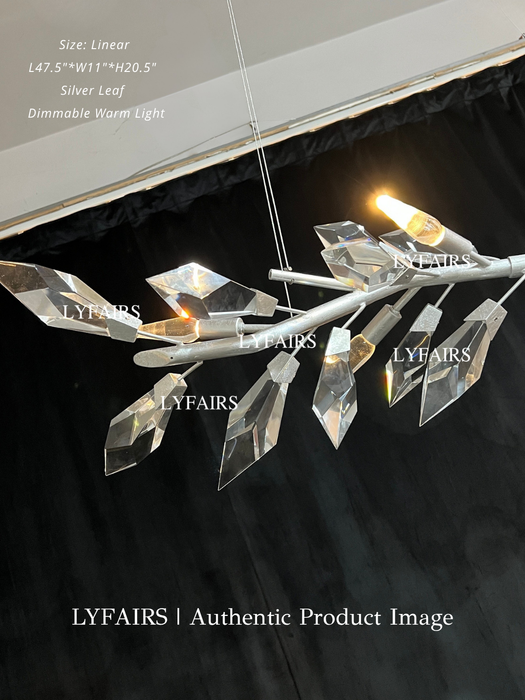 Modern Luxury Linear Handcrafted Diamond-cut  Crystal Chandelier