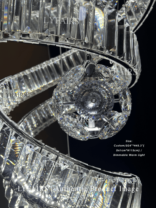 Modern Luxury Spiral Ribbon Multi-Ball Crystal Chandelier for Foyer/Staircase