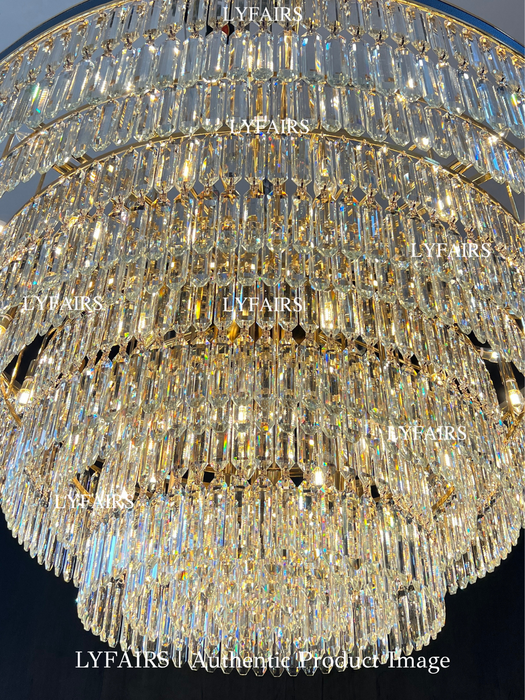 Lampadario di cristallo rotondo multi-livello di lusso moderno e di grandi dimensioni per foyer/soggiorno/scala