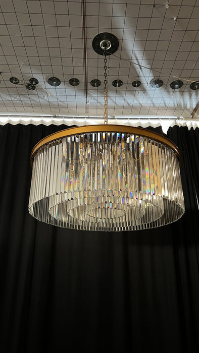 Modern Round Crystal Chandelier in Brass/Black Finish